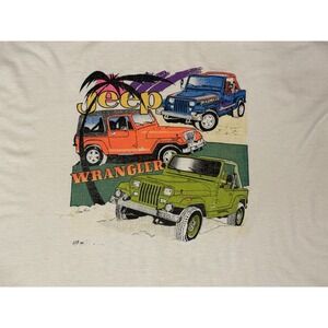 Vintage 90s Jeep Wrangler T-Shirt Adult 2XL XXL White Neon Jeeps Cotton 1995